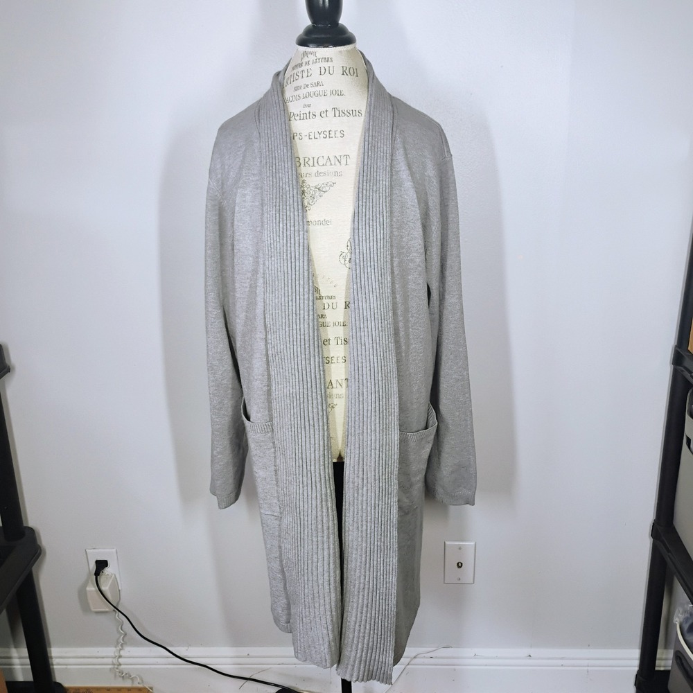 NWT Suzanne Betro Open Front Cardigan Sweater Womens 3X/4X Gray Closet Staple